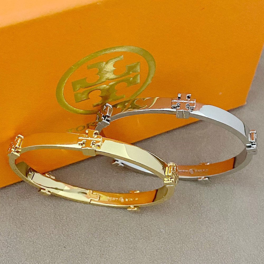 Tory Burch Letter Inlaid Open Cuff Bracelet